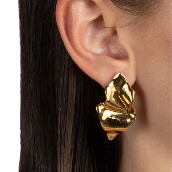 🆕 Alexis Bittar Crumpled Small Post Earring- Gold- only 1 - Picture 6 of 7